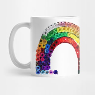 Retro Rainbow Sequin Print 70s 80s Vibe Mug